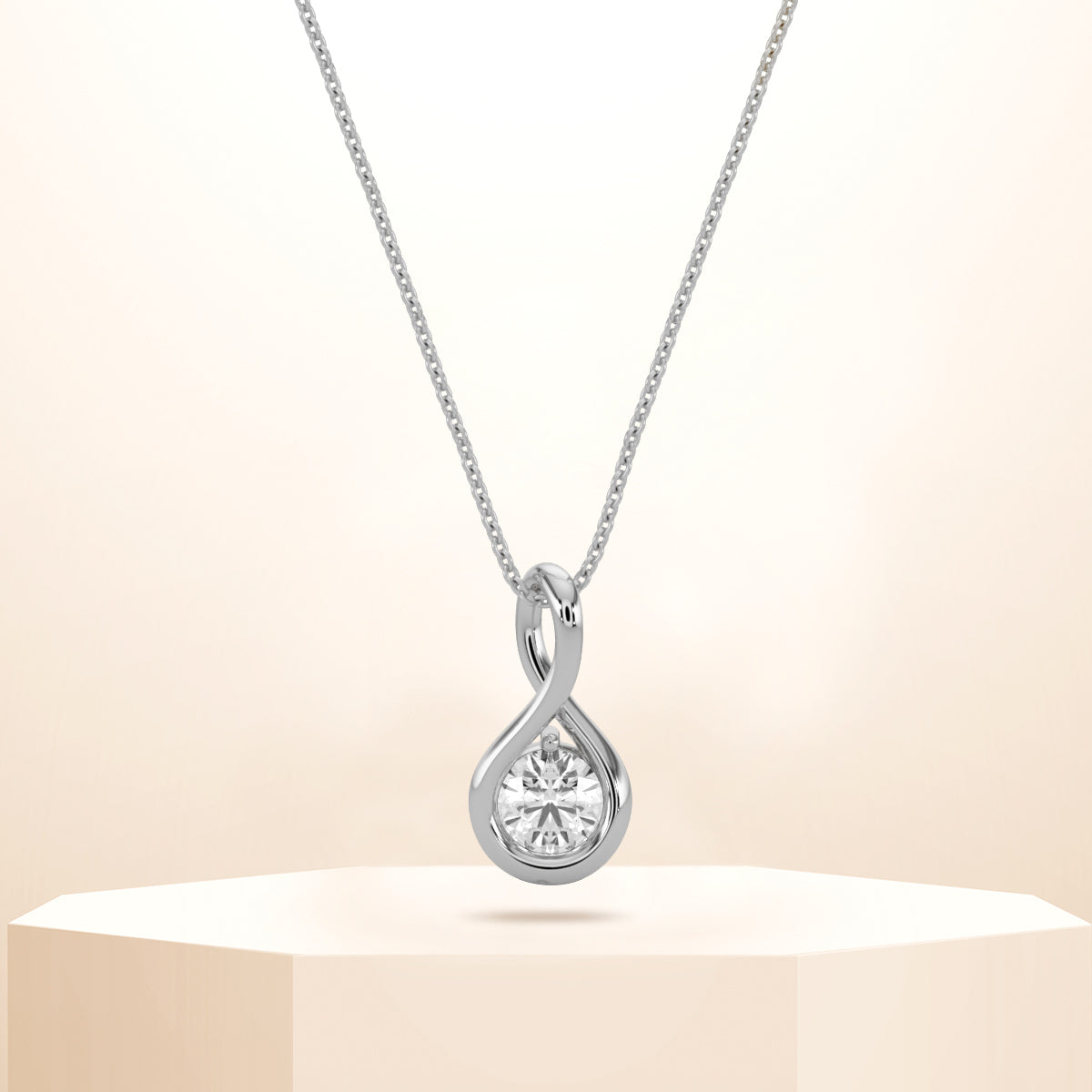 0.20 CTW Diamond Twisted Solitaire Pendant With Chain