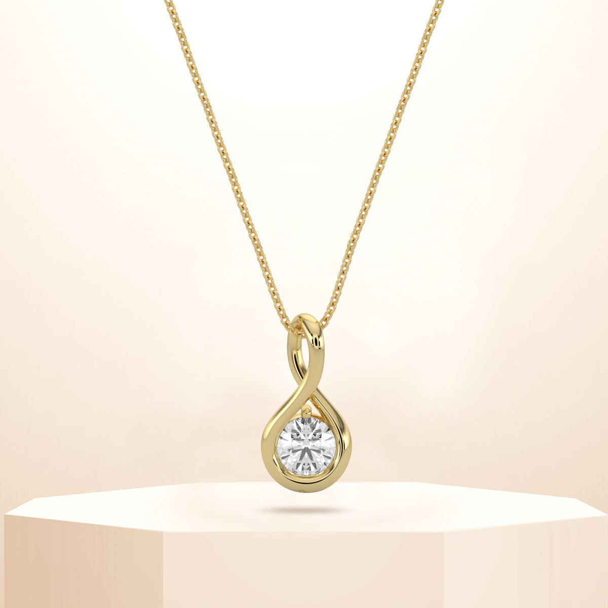 0.20 CTW Diamond Twisted Solitaire Pendant With Chain