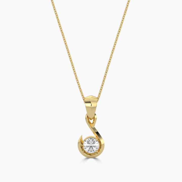 14K Yellow 0.20 CTW Diamond Fish Hook Solitaire Pendant With Chain