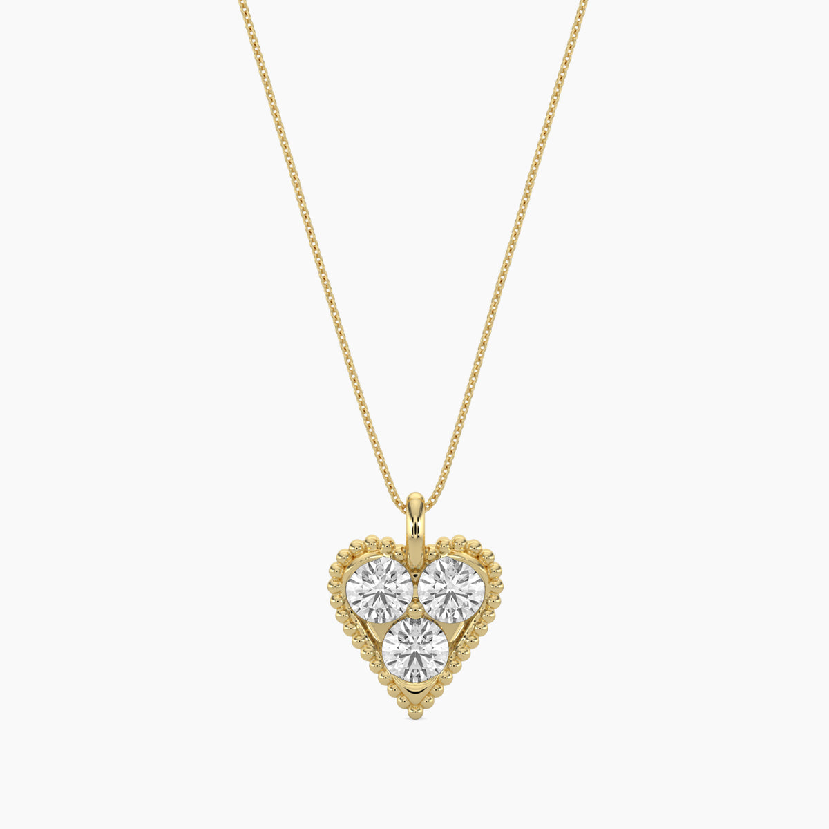 14K Yellow 1.00 CTW Diamond Heart Shape Pendant With Chain