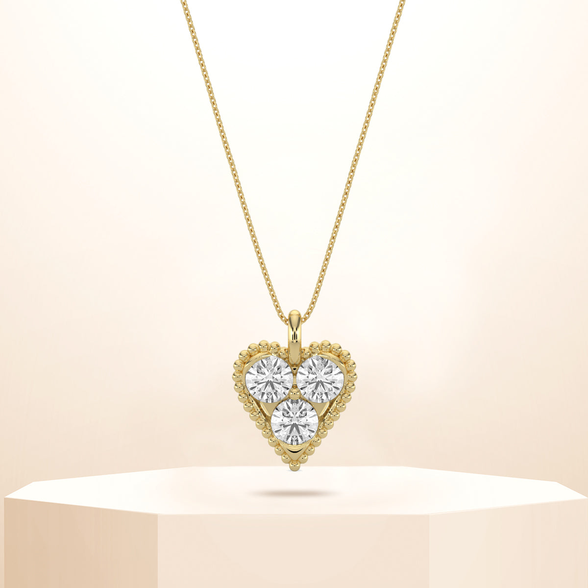 14K Yellow 1.00 CTW Diamond Heart Shape Pendant With Chain