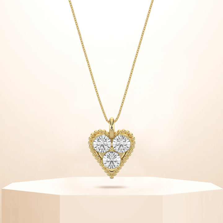 14K Yellow 1.00 CTW Diamond Heart Shape Pendant With Chain