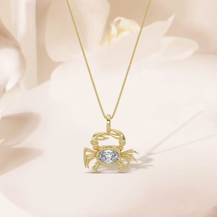 14K Yellow 0.20 CTW Crab Pendant With Chain