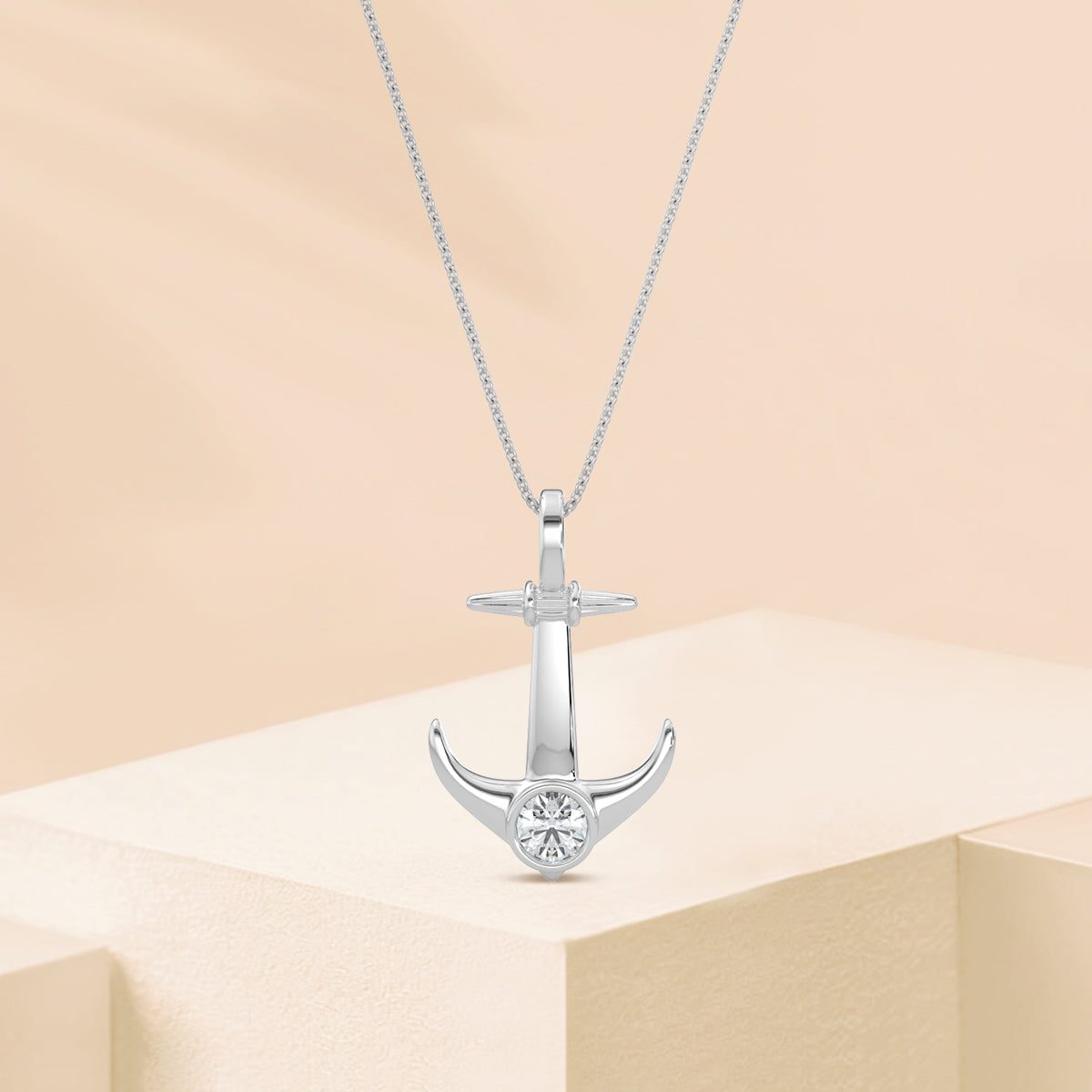 0.20 CTW Anchor Pendant With Chain