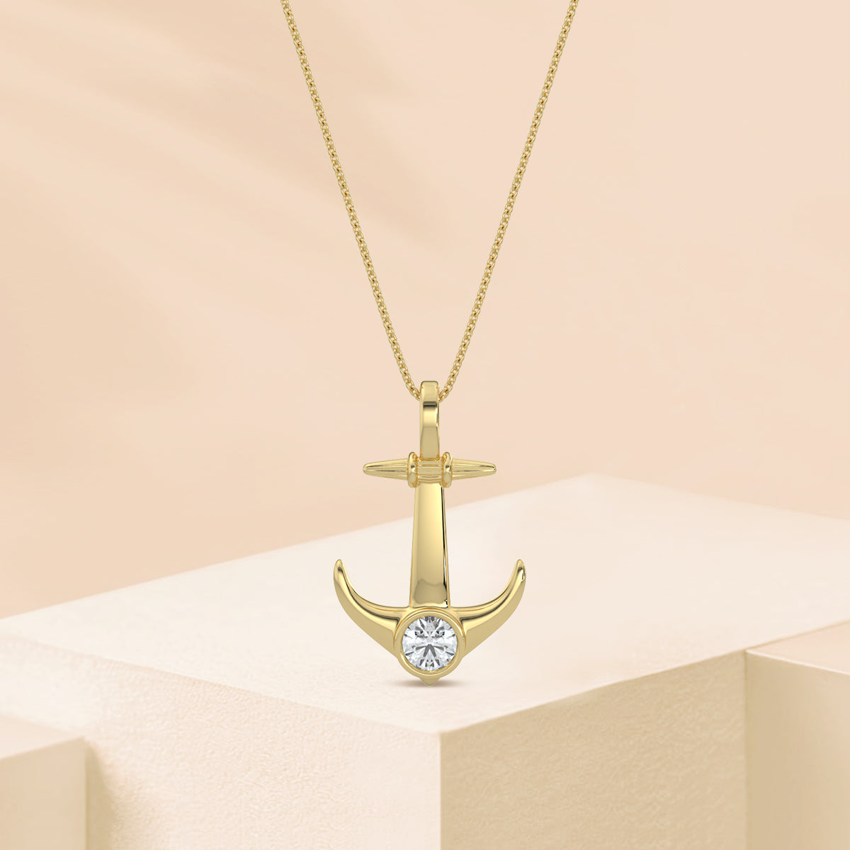 0.20 CTW Anchor Pendant With Chain