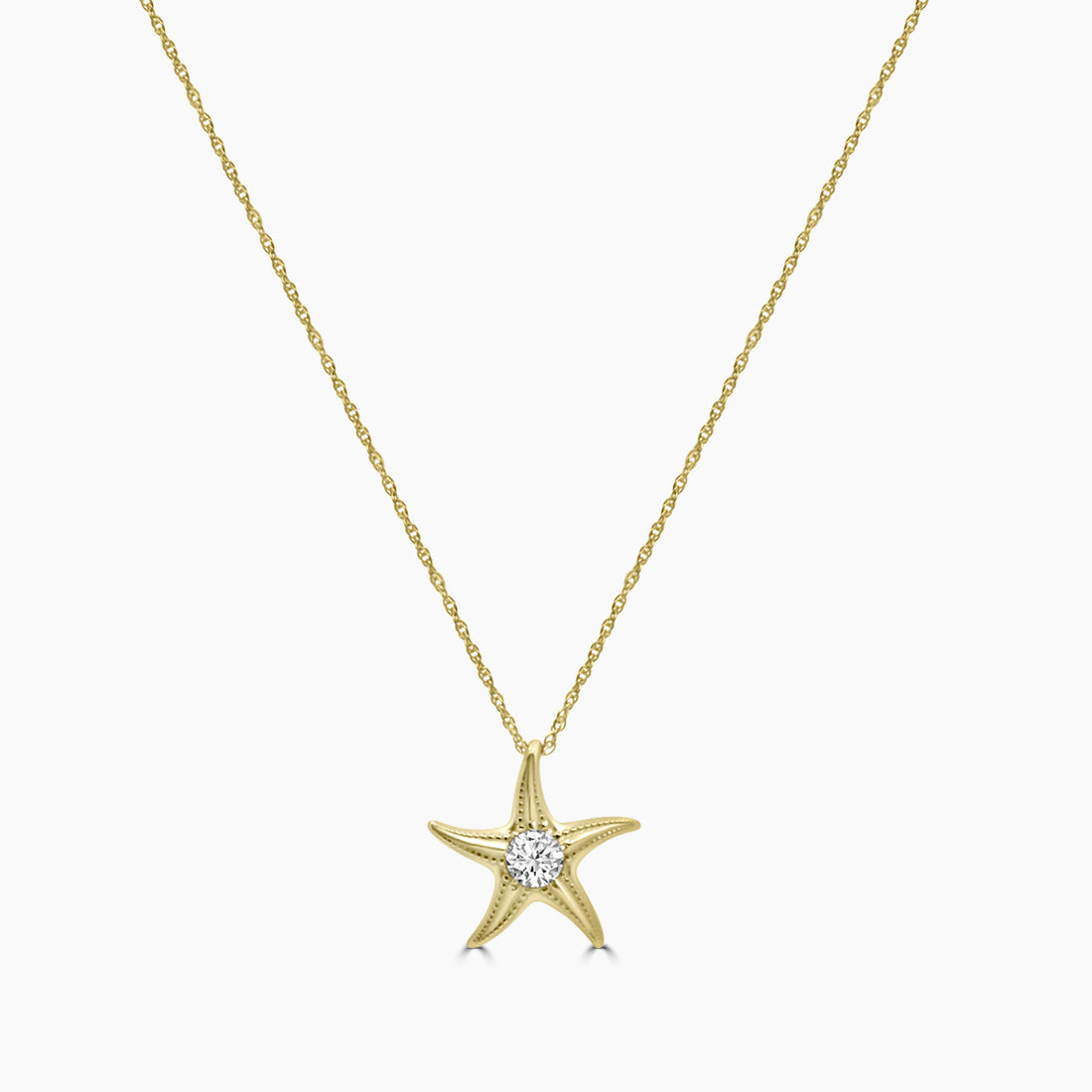 14K Yellow 0.20 CTW Lab Grown Diamond Star Fish Pendant With Chain