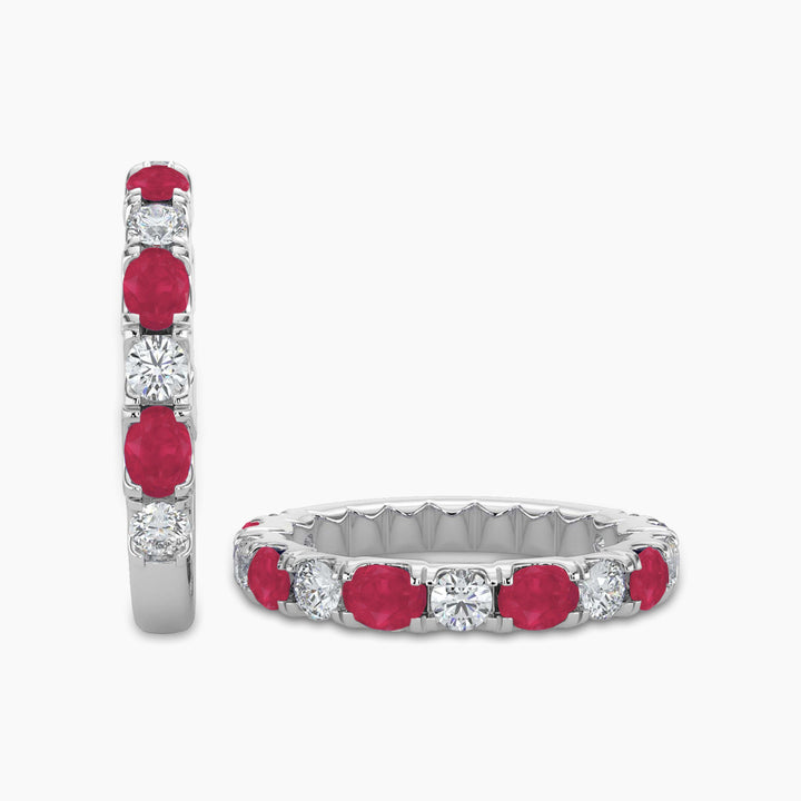 0.50 CTW Band In U-Prong Setting With Alternating Oval Ruby