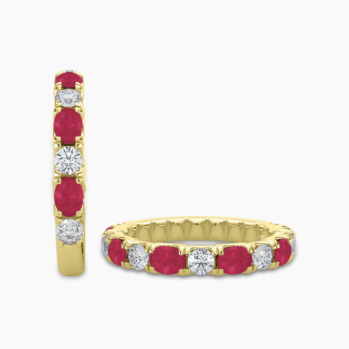 0.50 CTW Band In U-Prong Setting With Alternating Oval Ruby