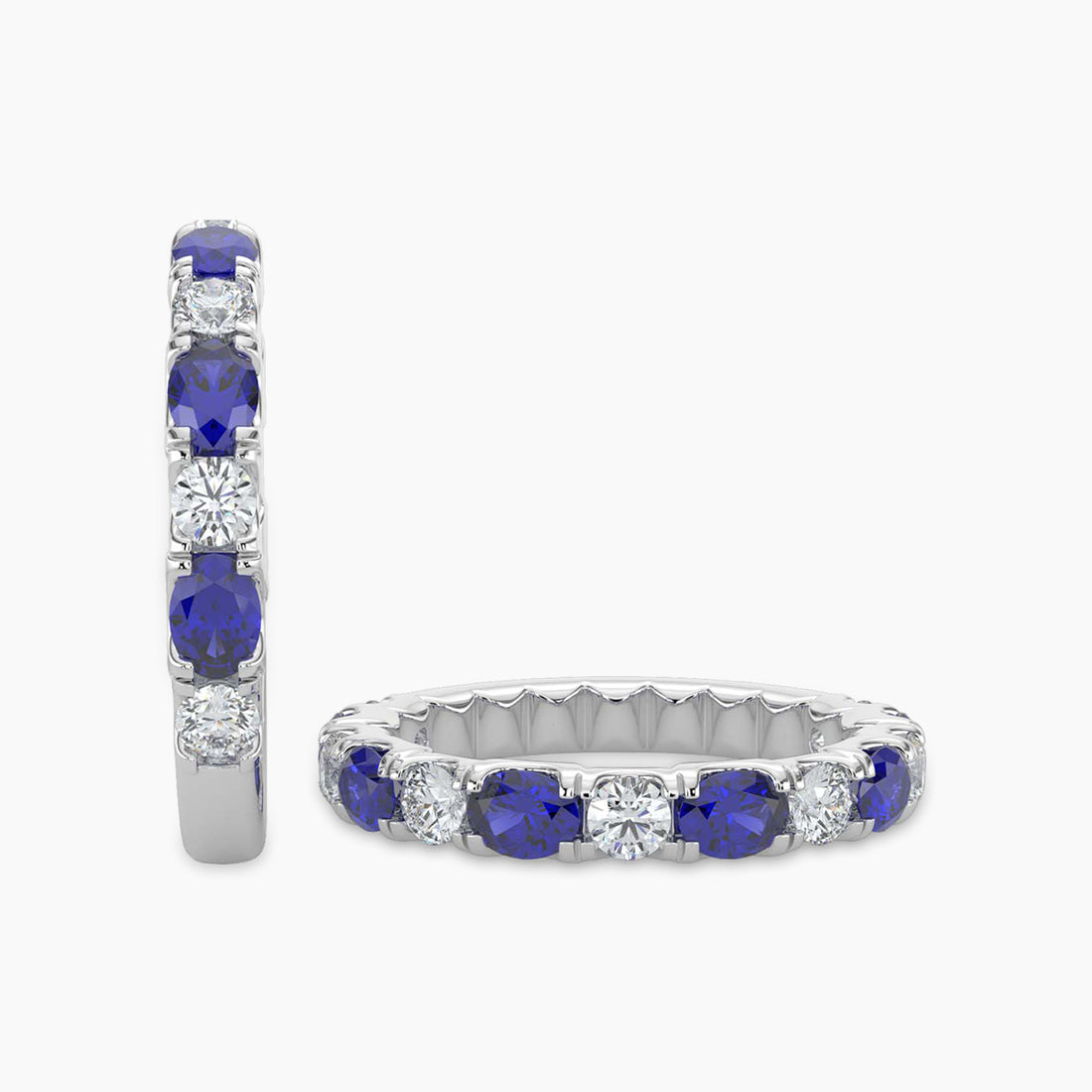 0.50 CTW Band In U-Prong Setting With Alternating Oval Sapphire