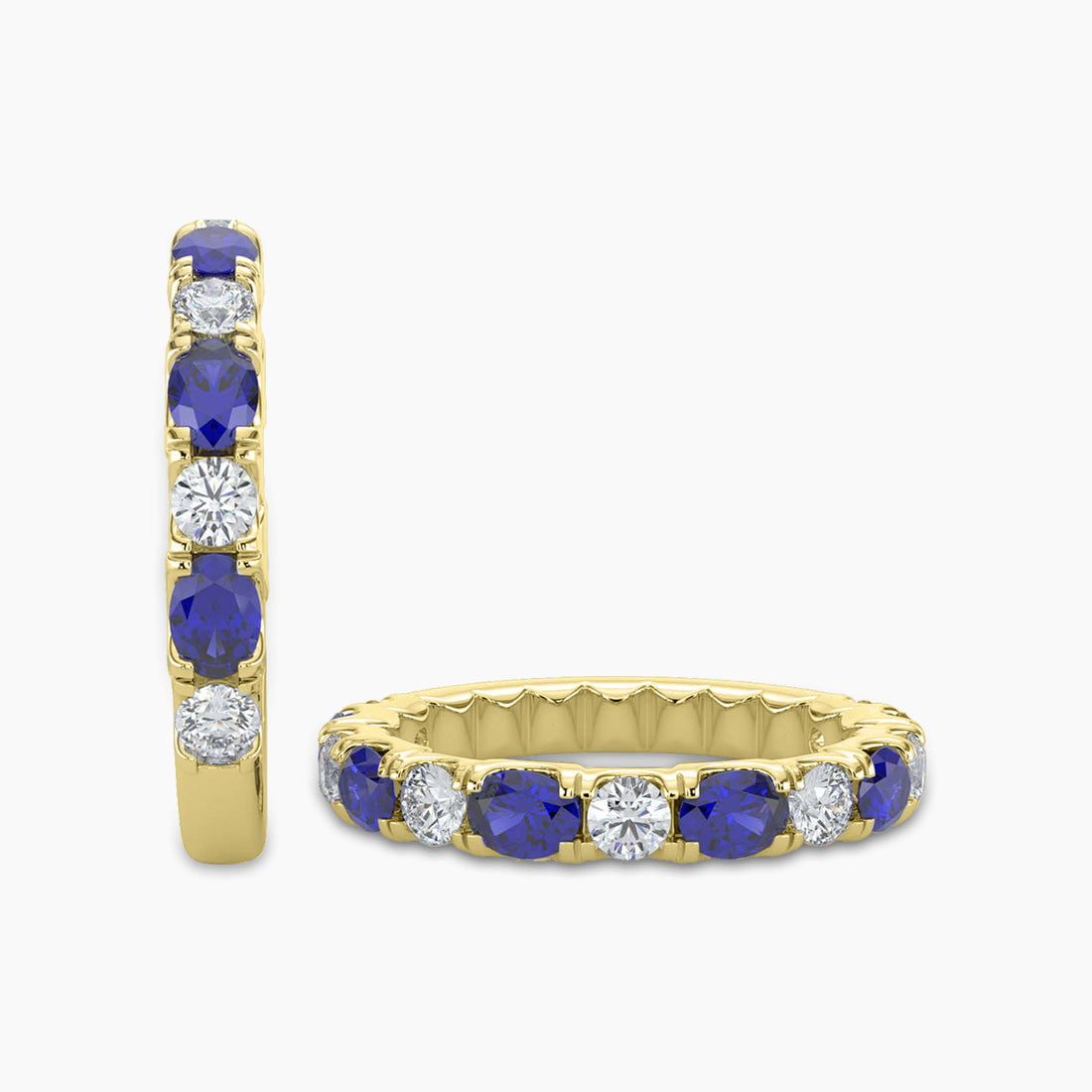 0.50 CTW Band In U-Prong Setting With Alternating Oval Sapphire