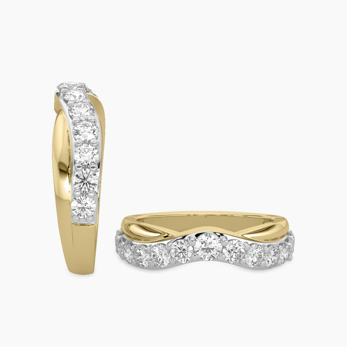 14K Yellow 1.00 CTW Contour Shadow Diamond Band