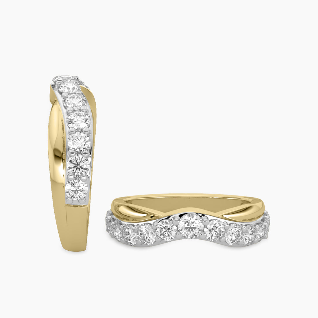 14K Yellow 1.00 CTW Contour Shadow Diamond Band