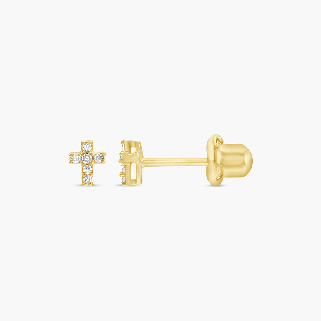 02 CTW Natural Diamond Accented Cross Piercing Earrings