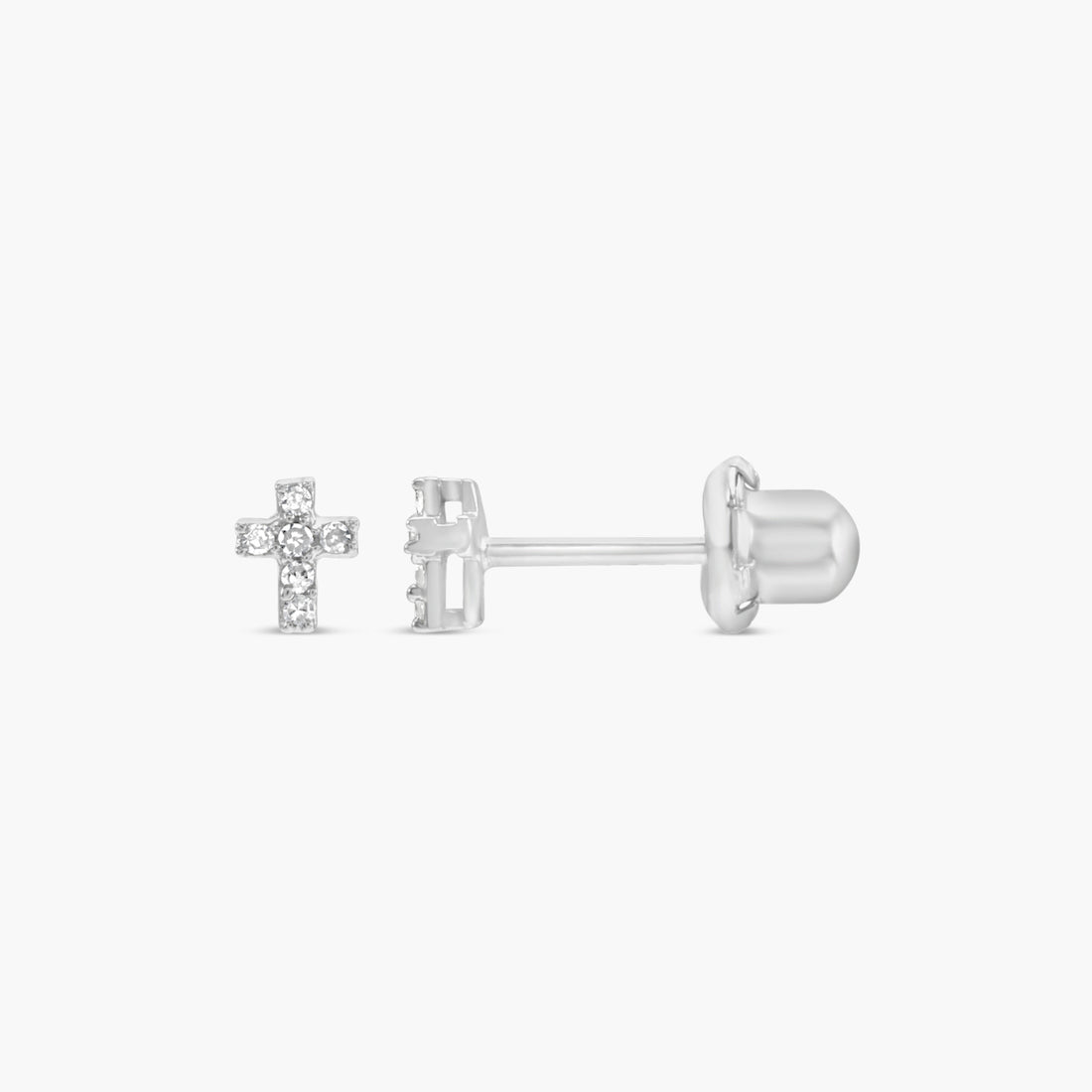 02 CTW Natural Diamond Accented Cross Piercing Earrings