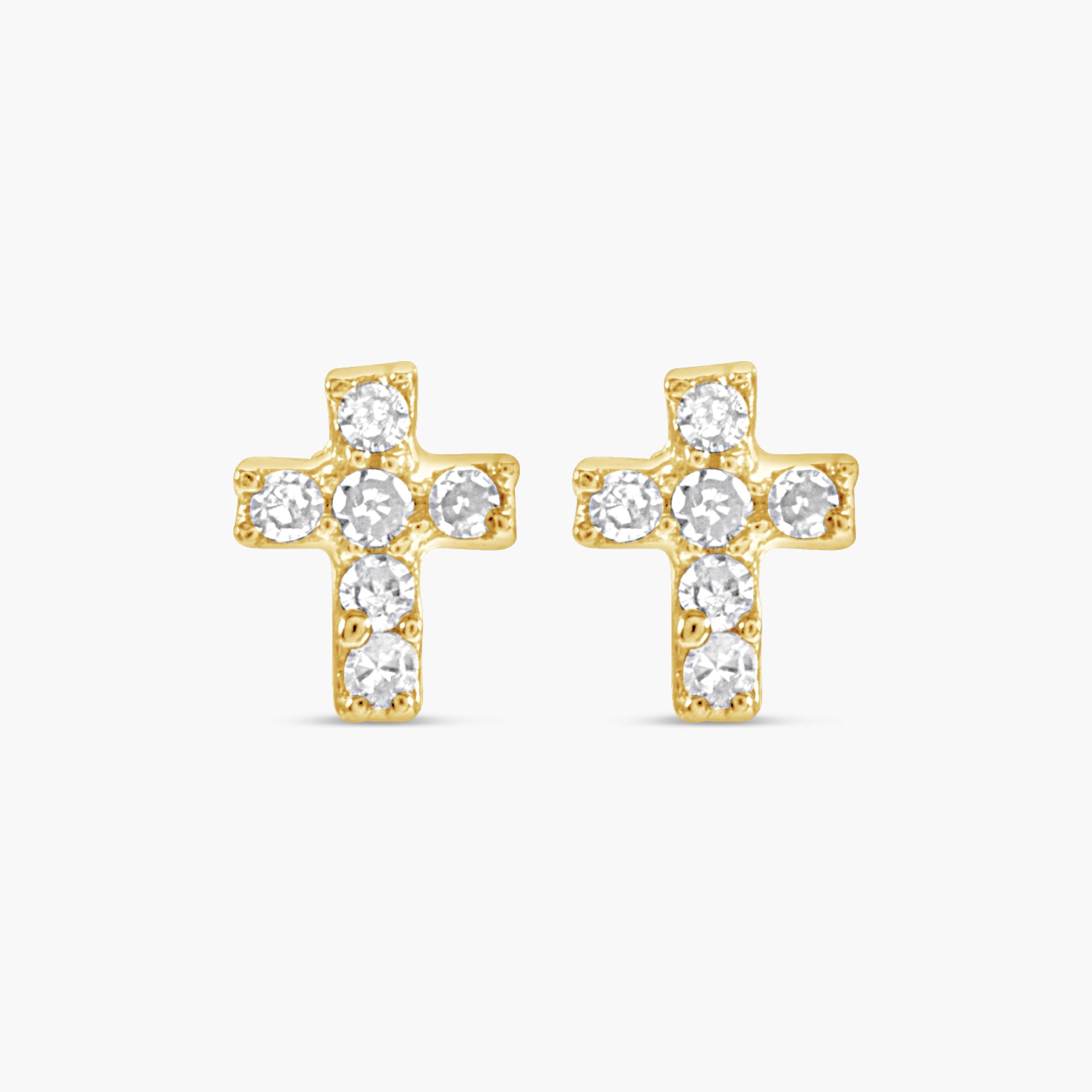 02 CTW Natural Diamond Accented Cross Piercing Earrings