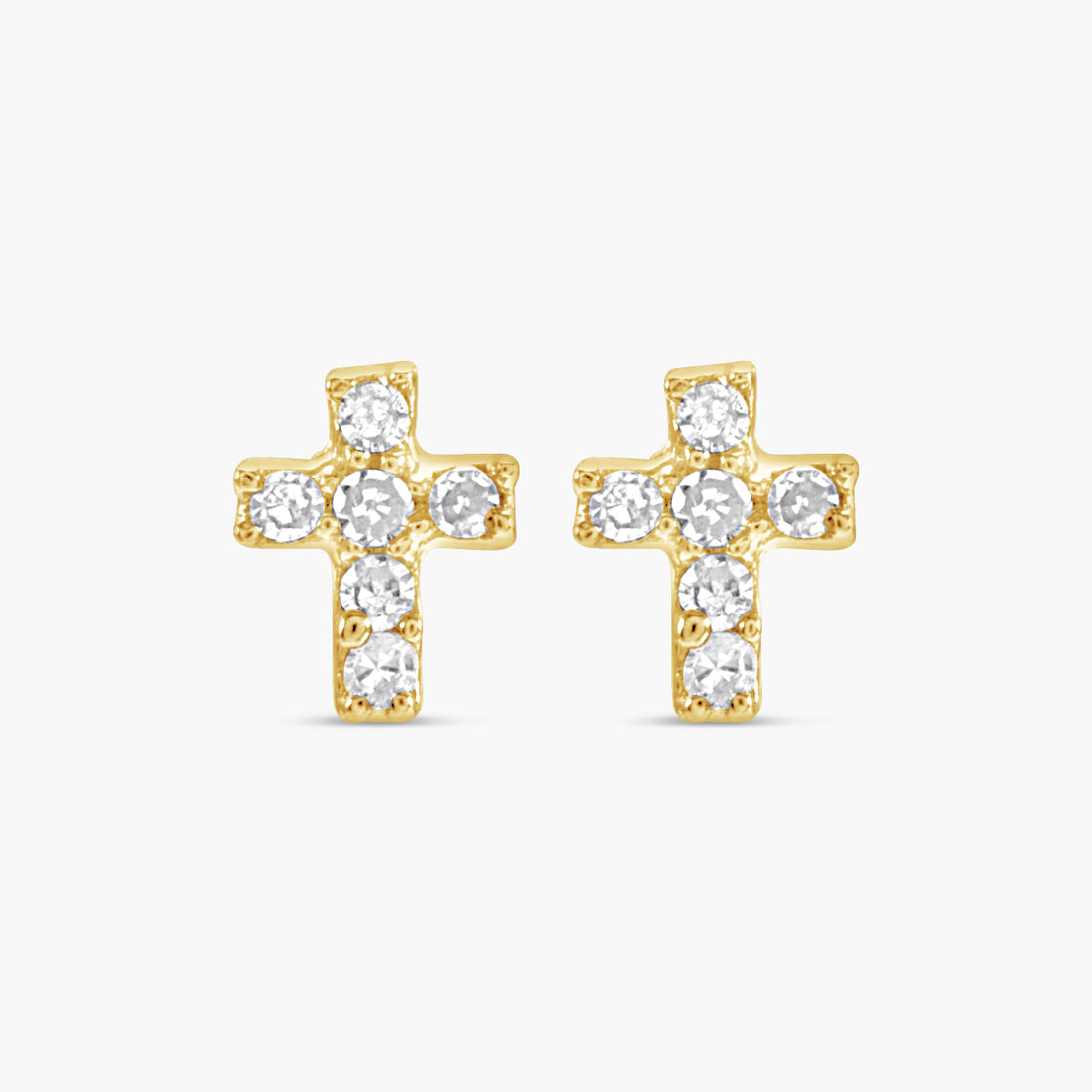 02 CTW Natural Diamond Accented Cross Piercing Earrings