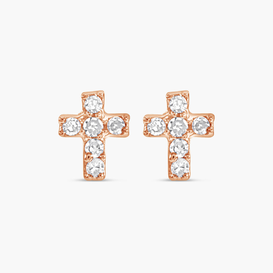 02 CTW Natural Diamond Accented Cross Piercing Earrings