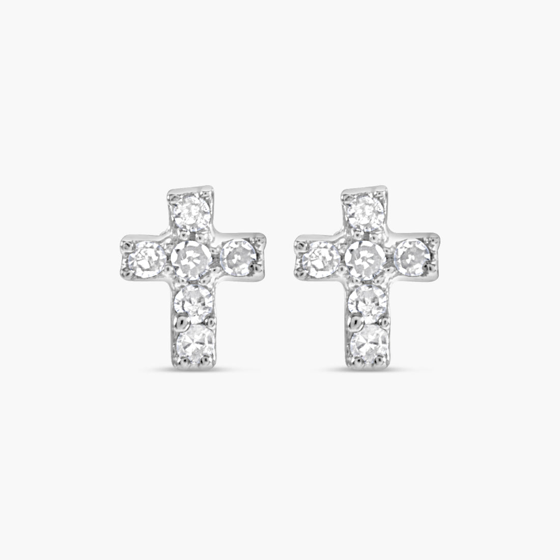 02 CTW Natural Diamond Accented Cross Piercing Earrings