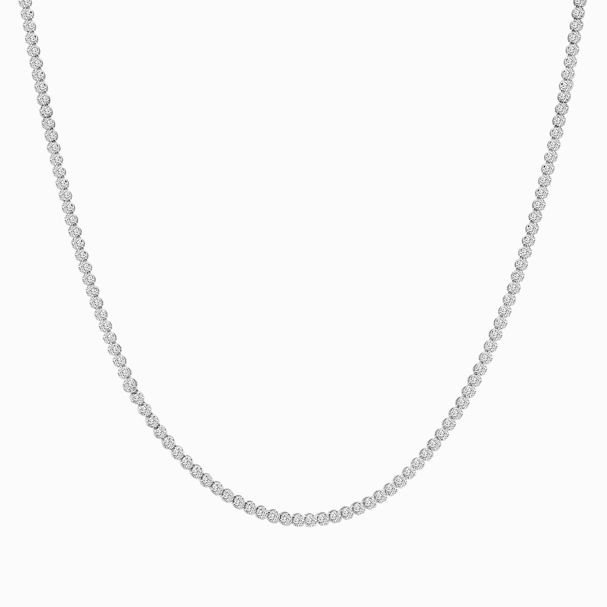 Classic Standard 4 Prong 5.00 CTW Straight Diamond Tennis Necklace In Crown Setting