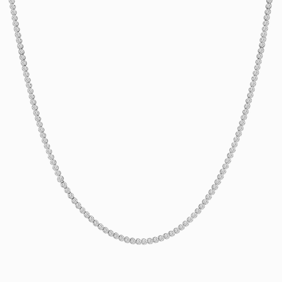 Classic Standard 4 Prong 3.00 CTW Straight Diamond Tennis Necklace In Crown Setting