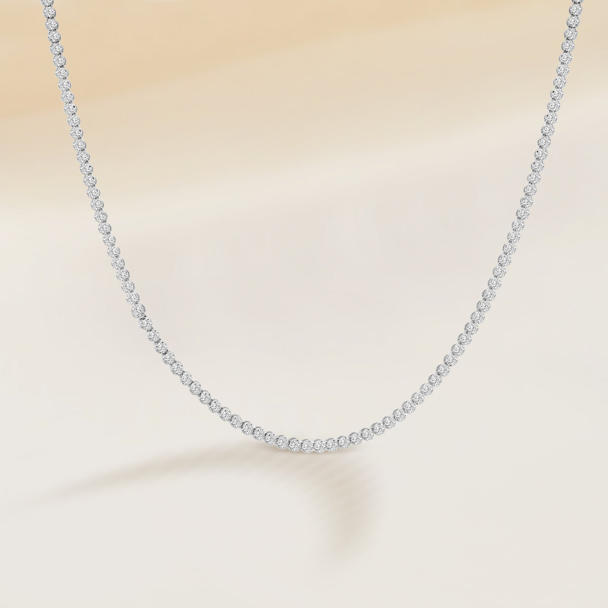 Classic Standard 4 Prong 4.00 CTW Straight Diamond Tennis Necklace In Crown Setting