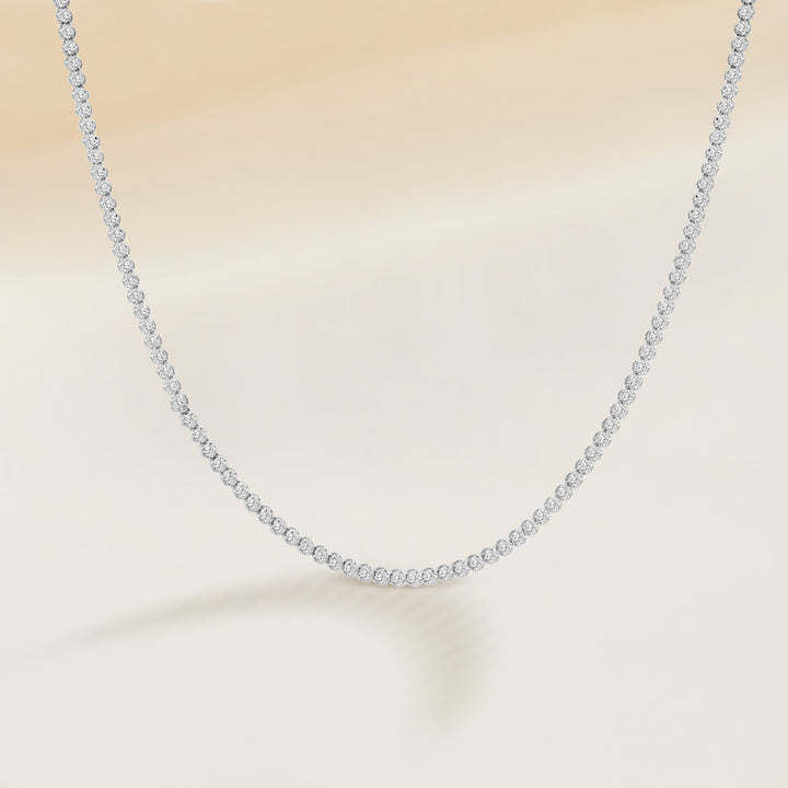 14K White Classic Standard 4 Prong 4.00 CTW Straight Diamond Tennis Necklace