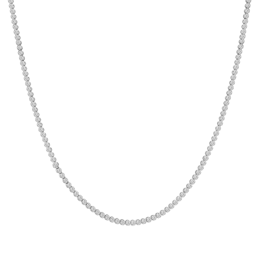 Classic Standard 4 Prong 5.00 CTW Straight Diamond Tennis Necklace In Crown Setting