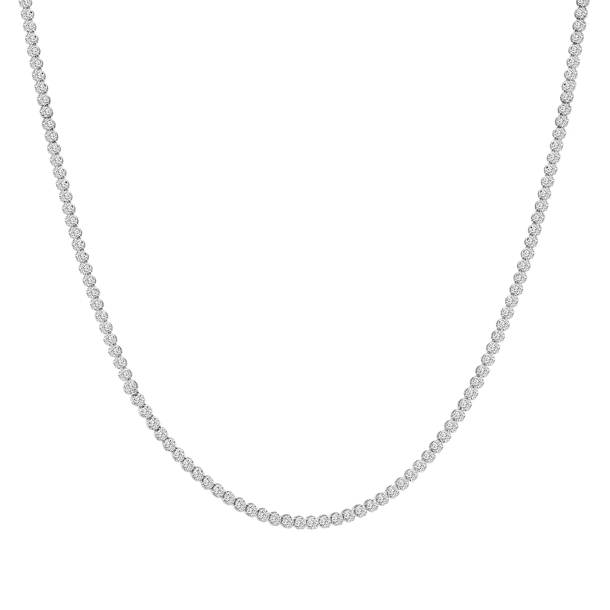 Classic Standard 4 Prong 3.00 CTW Straight Diamond Tennis Necklace In Crown Setting