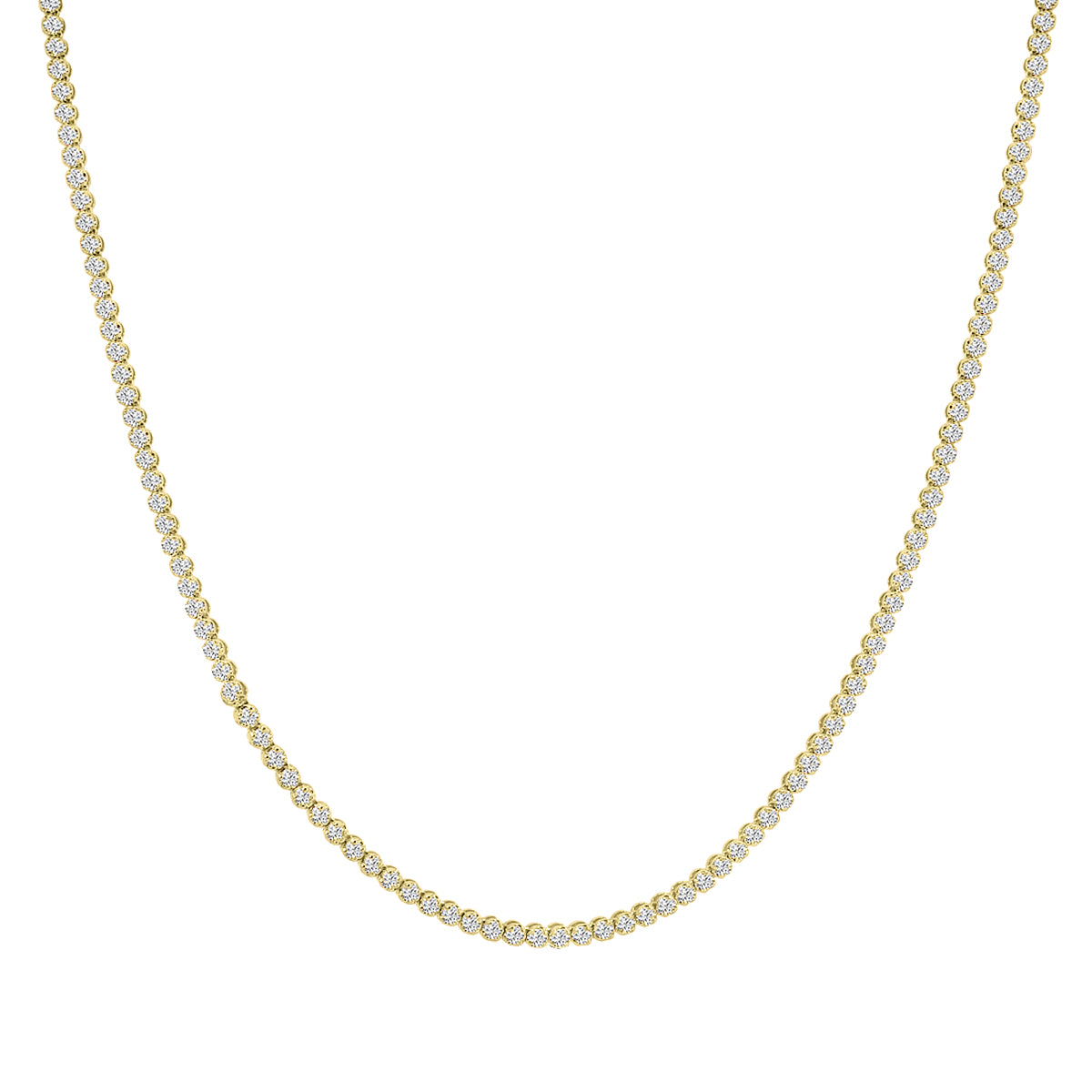 Classic Standard 4 Prong 3.00 CTW Straight Diamond Tennis Necklace In Crown Setting