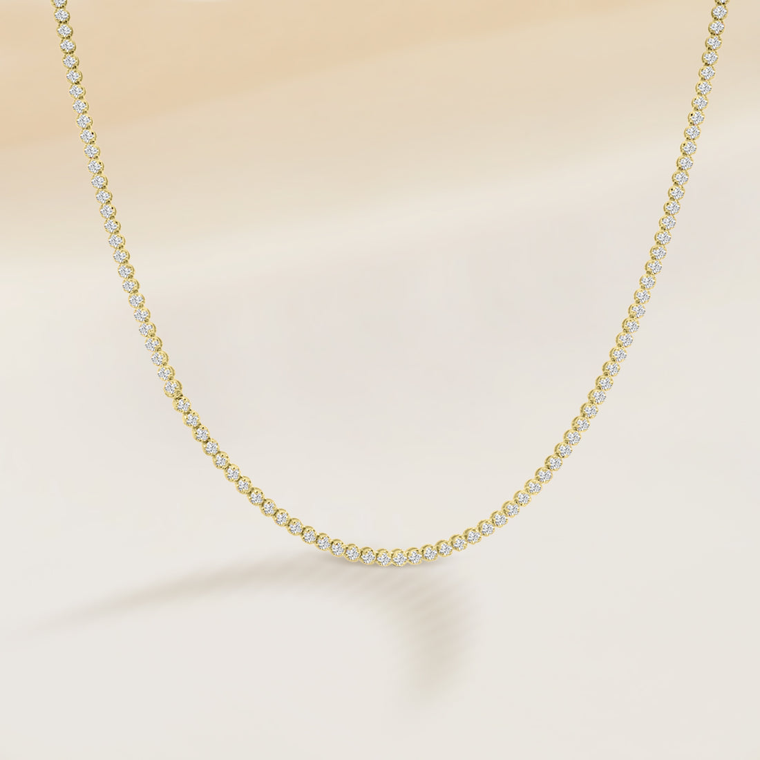 Classic Standard 4 Prong 5.00 CTW Straight Diamond Tennis Necklace In Crown Setting