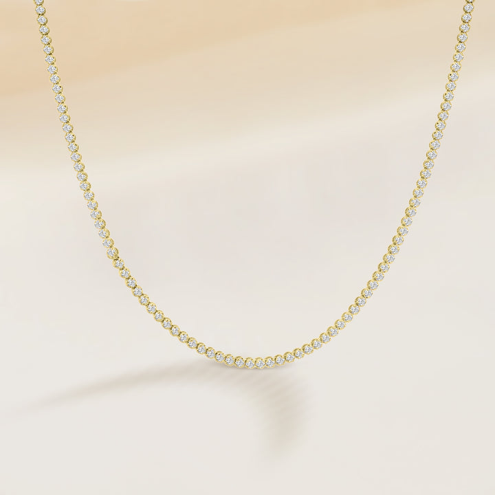Classic Standard 4 Prong 5.00 CTW Straight Diamond Tennis Necklace In Crown Setting