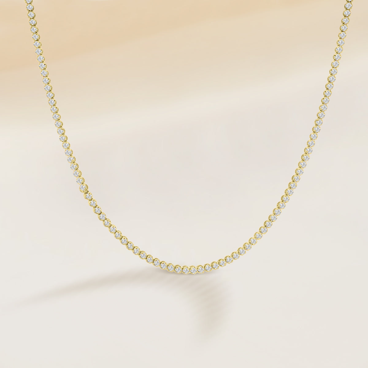 Classic Standard 4 Prong 4.00 CTW Straight Diamond Tennis Necklace In Crown Setting