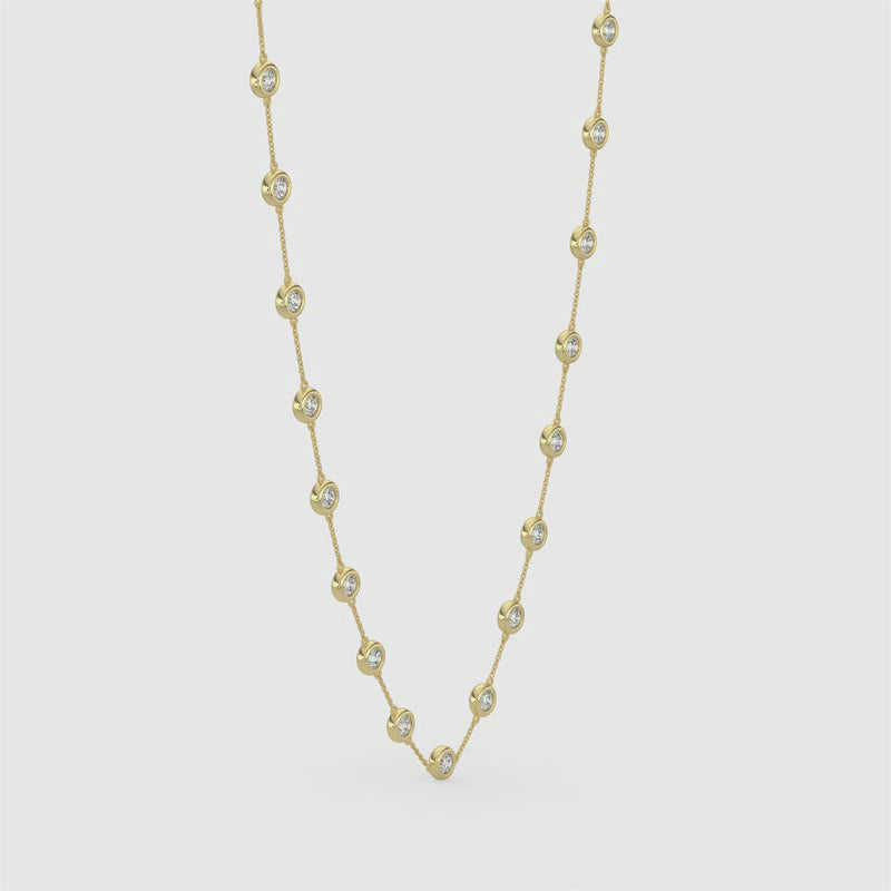 Classic 1.00 CTW Diamond Station Necklace With 19 Stones