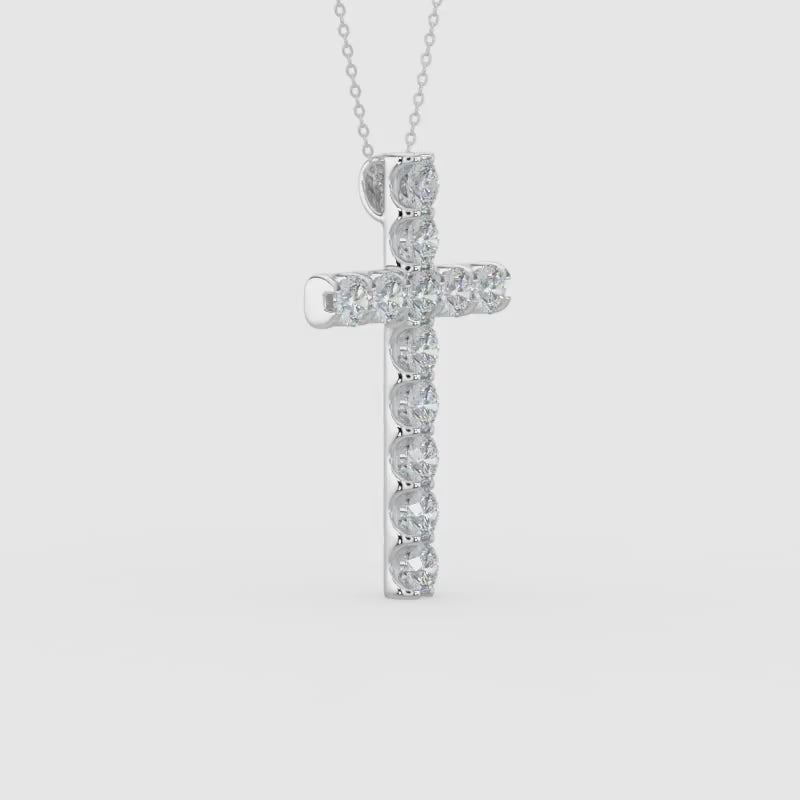 1.00 CTW Cross Diamond Pendant With Chain