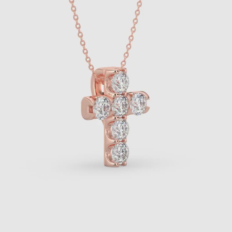 0.50 CTW Cross Diamond Pendant With Chain