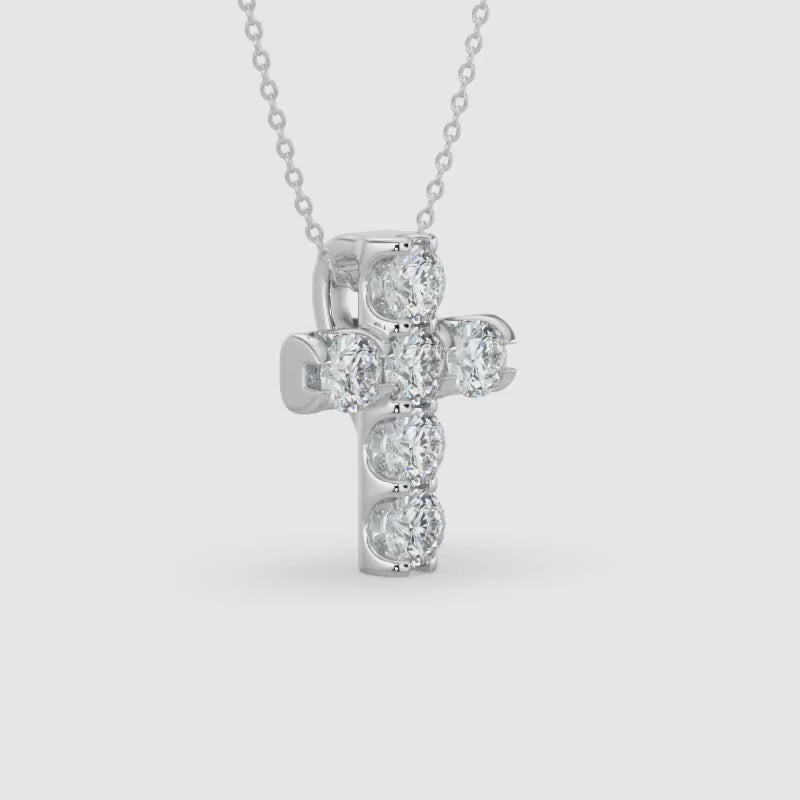 0.50 CTW Cross Diamond Pendant With Chain