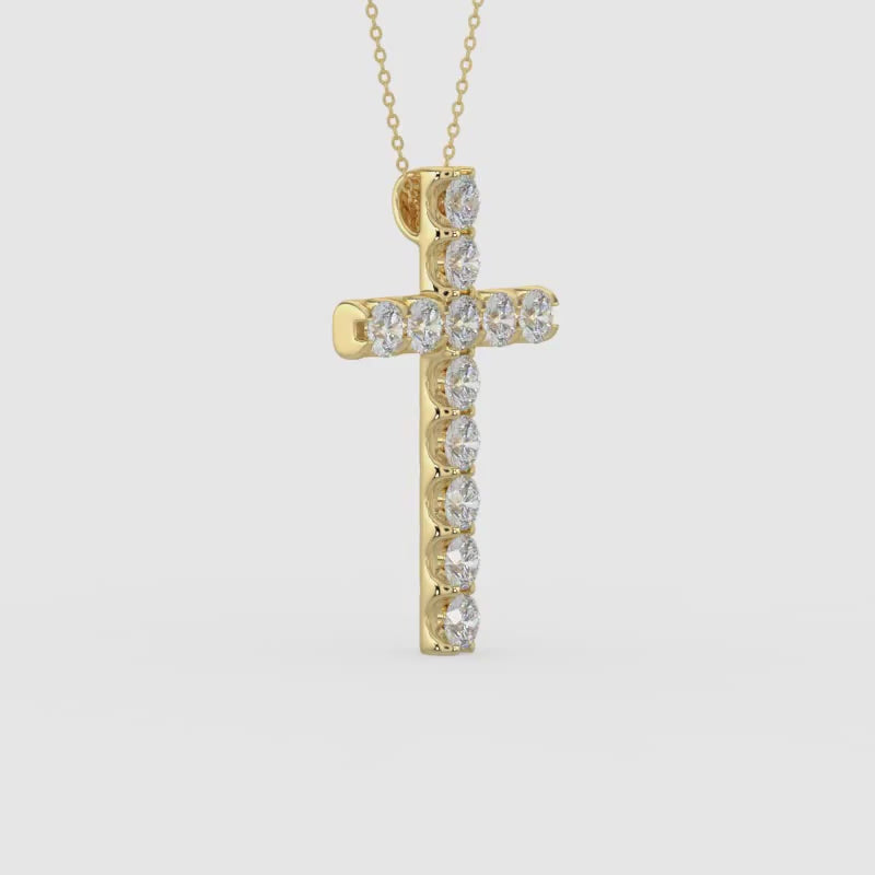 1.00 CTW Cross Diamond Pendant With Chain