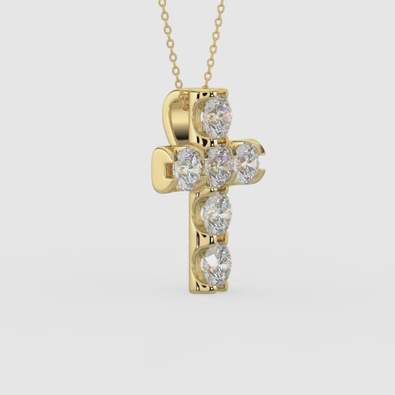 1.00 CTW Cross Diamond Pendant With Chain
