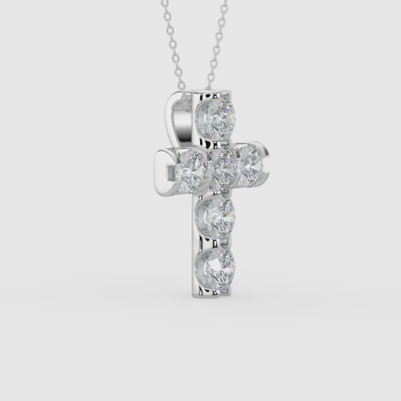 1.00 CTW Cross Diamond Pendant With Chain