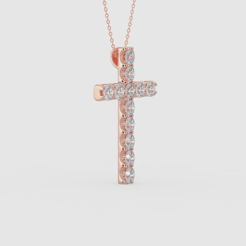 1.00 CTW Cross Diamond Pendant With Chain